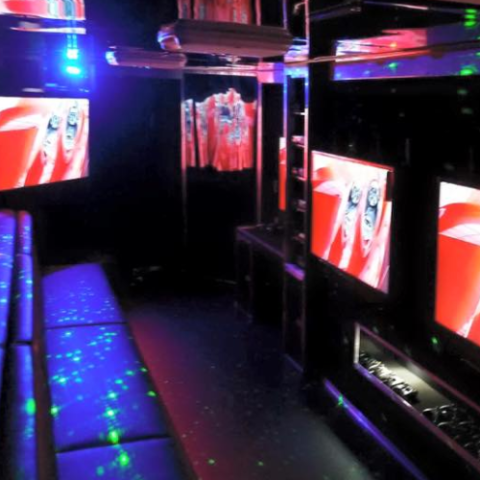 Inside of a gaming bus