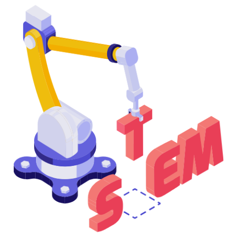 robot with STEM text