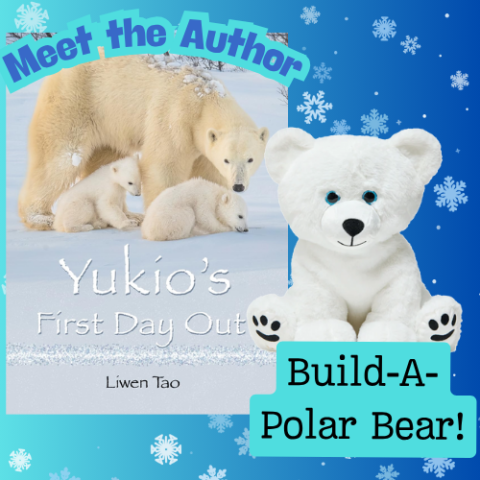Book cover and polar bear stuffed animal