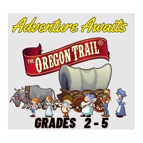 Oregon Trail wagon with settlers